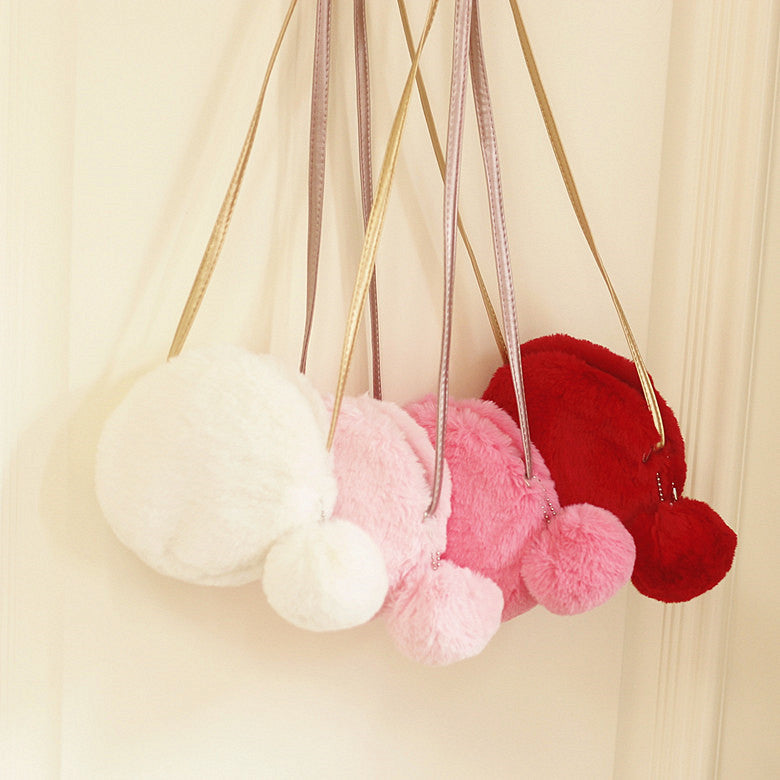 Pompom Decoration Plush Crossbody Bag