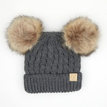 Load image into Gallery viewer, CC Double Fur Pom Beanie
